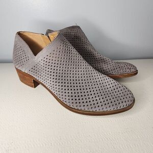 Lucky Brand Baylah Bootie Women's 7.5 Tan Suede Perforated Ankle Boots